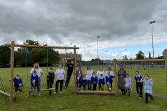 Staff-students-and-Friends-of-Wells-Hall-Primary-School-join-together-to-unveil-the-new-play-equipment